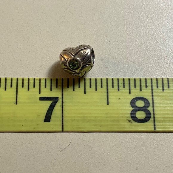 VTG Sterling Silver 925 Peridot Bezel Set Heart Double Sided Slide Charm 0.25" - Picture 5 of 8
